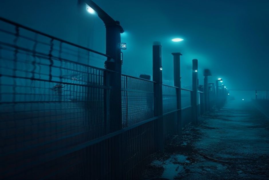 Perimeterbeveiliging met sensoren bij nacht